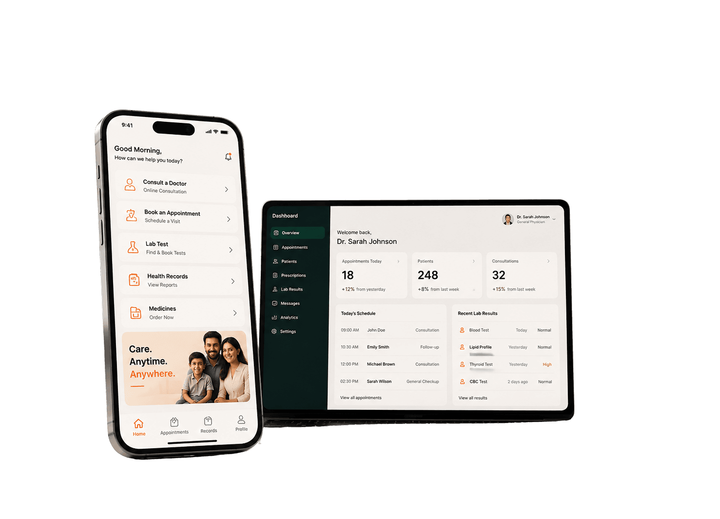 Connected clinic website and patient appointment platform designed by Weboraz